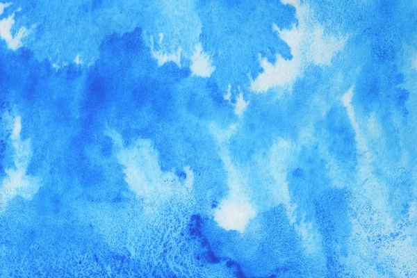 Abstract Hand Painted Blue Watercolor Splash White Paper Background Creative — Stock Photo, Image