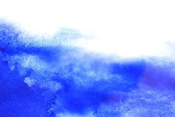 Abstract Hand Painted Blue Watercolor Splash White Paper Background Creative — Stock Photo, Image