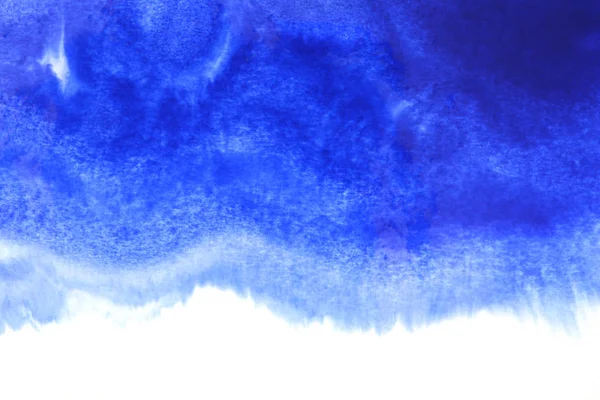 Salpicadura Acuarela Azul Pintada Mano Abstracta Sobre Fondo Papel Blanco — Foto de Stock