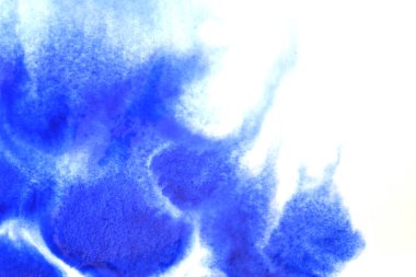 Soyut el boyası beyaz kağıt arkaplan üzerine mavi suluboya sıçrama, Yaratıcı Tasarım Şablonları