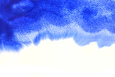 Soyut el boyası beyaz kağıt arkaplan üzerine mavi suluboya sıçrama, Yaratıcı Tasarım Şablonları