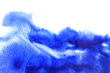 Soyut el boyası beyaz kağıt arkaplan üzerine mavi suluboya sıçrama, Yaratıcı Tasarım Şablonları