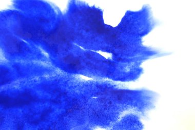 Soyut el boyası beyaz kağıt arkaplan üzerine mavi suluboya sıçrama, Yaratıcı Tasarım Şablonları