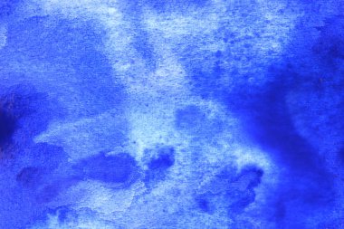 Beyaz kağıt geri üzerinde mavi suluboya sıçrama soyut el boyalı