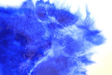 Soyut el boyası beyaz kağıt arkaplan üzerine mavi suluboya sıçrama, Yaratıcı Tasarım Şablonları