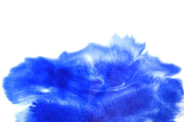 Soyut el boyası beyaz kağıt arkaplan üzerine mavi suluboya sıçrama, Yaratıcı Tasarım Şablonları