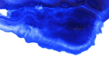 Beyaz kağıt geri üzerinde mavi suluboya sıçrama soyut el boyalı