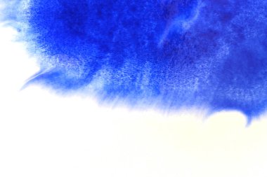 Soyut el boyası beyaz kağıt arkaplan üzerine mavi suluboya sıçrama, Yaratıcı Tasarım Şablonları