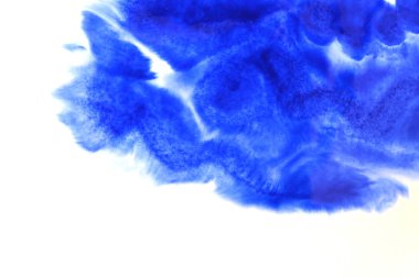 Soyut el boyası beyaz kağıt arkaplan üzerine mavi suluboya sıçrama, Yaratıcı Tasarım Şablonları