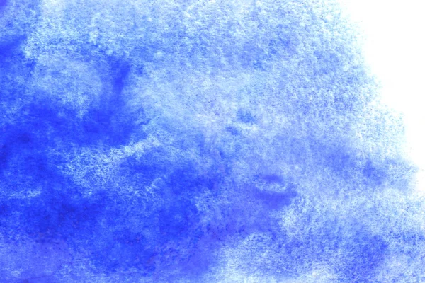 Aquarelle Bleue Peinte Main Abstraite Éclaboussure Sur Fond Papier Blanc — Photo