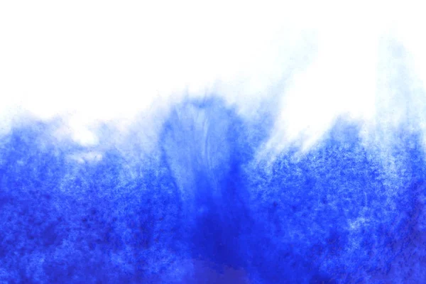 Aquarelle Bleue Peinte Main Abstraite Éclaboussure Sur Fond Papier Blanc — Photo