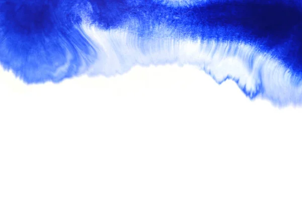 Abstract Hand Geschilderd Blauw Aquarel Plons Wit Papier Achtergrond Creatief — Stockfoto