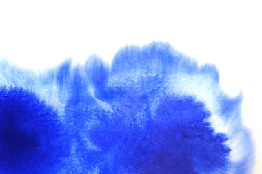 Soyut el boyası beyaz kağıt arkaplan üzerine mavi suluboya sıçrama, Yaratıcı Tasarım Şablonları