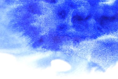 Soyut el boyası beyaz kağıt arkaplan üzerine mavi suluboya sıçrama, Yaratıcı Tasarım Şablonları