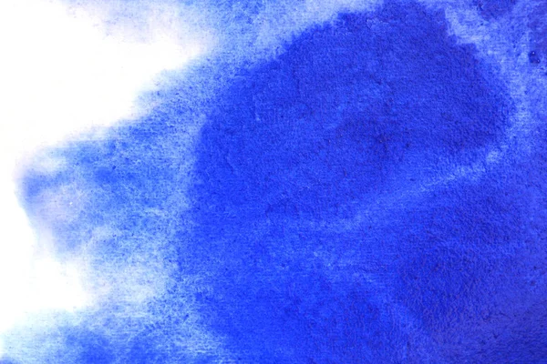 Abstrakcyjne ręcznie malowane niebieski rozchlapać akwarela na białym papierze powrót — Zdjęcie stockowe