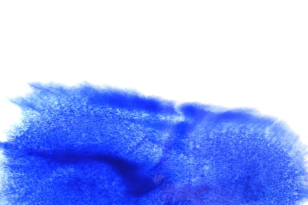 Aquarelle Bleue Peinte Main Abstraite Éclaboussure Sur Fond Papier Blanc — Photo