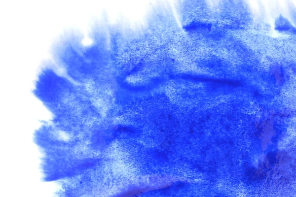Salpicadura Acuarela Azul Pintada Mano Abstracta Sobre Fondo Papel Blanco —  Fotos de Stock