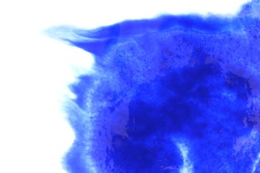 Soyut el boyası beyaz kağıt arkaplan üzerine mavi suluboya sıçrama, Yaratıcı Tasarım Şablonları