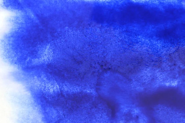 Abstract Hand Geschilderd Blauw Aquarel Plons Wit Papier Achtergrond Creatief — Stockfoto