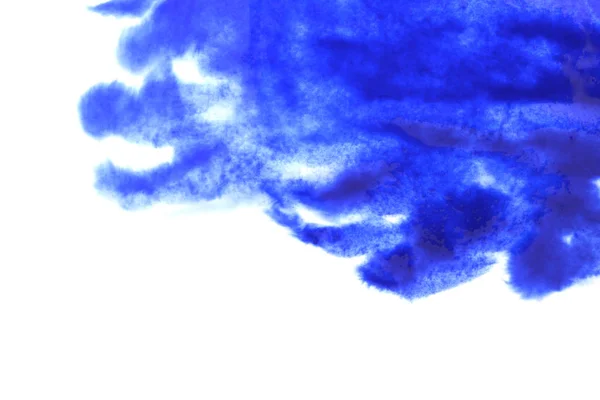 Aquarelle Bleue Peinte Main Abstraite Éclaboussure Sur Fond Papier Blanc — Photo