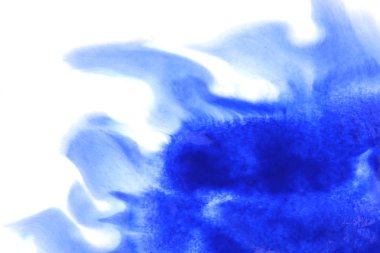 Soyut el boyası beyaz kağıt arkaplan üzerine mavi suluboya sıçrama, Yaratıcı Tasarım Şablonları