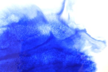 Soyut el boyası beyaz kağıt arkaplan üzerine mavi suluboya sıçrama, Yaratıcı Tasarım Şablonları