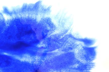 Soyut el boyası beyaz kağıt arkaplan üzerine mavi suluboya sıçrama, Yaratıcı Tasarım Şablonları