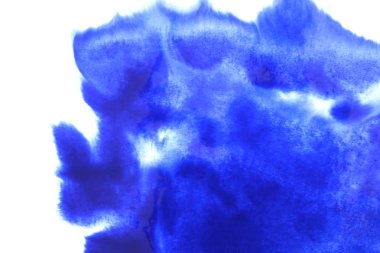 Soyut el boyası beyaz kağıt arkaplan üzerine mavi suluboya sıçrama, Yaratıcı Tasarım Şablonları