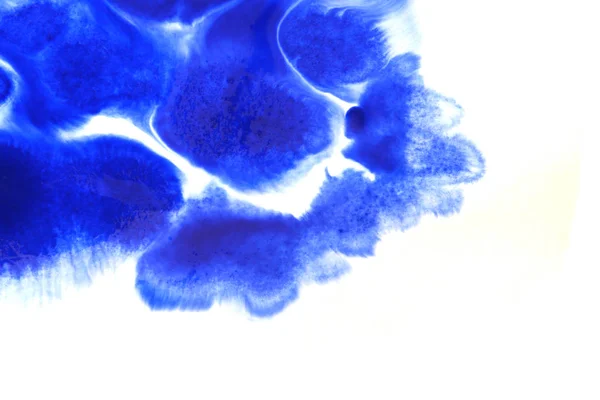 Abstract Hand Painted Blue Watercolor Splash White Paper Background Creative — Stock Photo, Image
