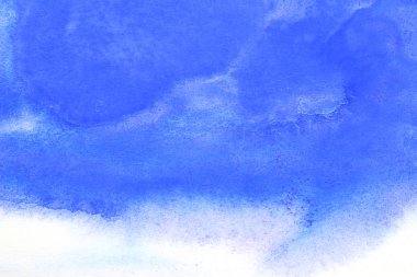 Soyut el boyası beyaz kağıt arkaplan üzerine mavi suluboya sıçrama, Yaratıcı Tasarım Şablonları