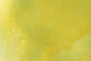 Soyut el boyalı sarı yeşil suluboya splash beyaz kağıt arka planda, yaratıcı tasarım şablonları