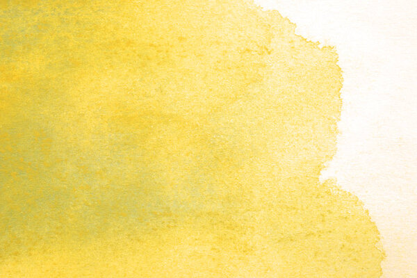 Абстрактная ручная роспись желто-зеленой акварелью на белом бумажном фоне, Creative Design.
