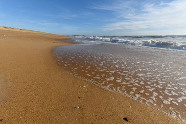 Fransa 'da Atlantik Okyanusu sahilinde deniz köpüğü..