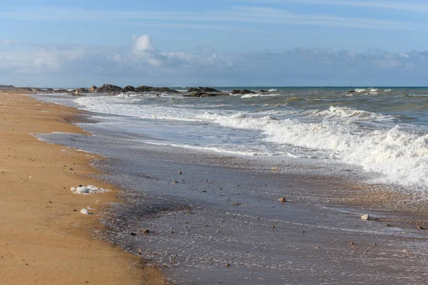 Zeeschuim Het Prachtige Strand Van Atlantische Oceaan Frankrijk — Stockfoto