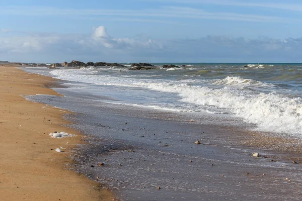 Zeeschuim Het Prachtige Strand Van Atlantische Oceaan Frankrijk — Stockfoto