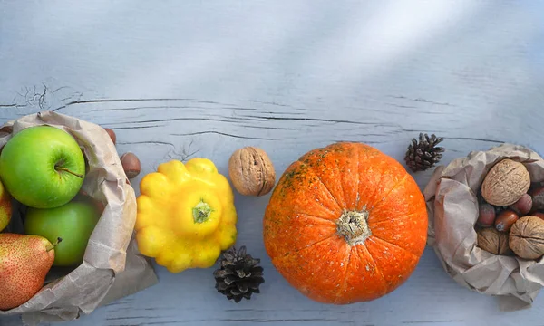 Harvest or Thanksgiving background with different vegetables