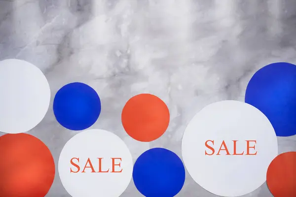 Red White Blue Circles Text Sale High Quality Photo — Stock Photo, Image