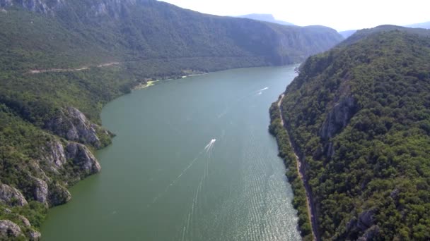Calderas Grandes Del Danubio Rumania Serbia Vista Desde Arriba — Vídeos de Stock