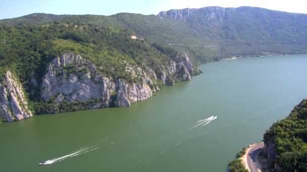 Дунайские Котлы Румыния Сербия Вид Сверху — стоковое видео