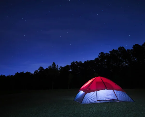 Nylon Tent Pitched Camping Stars Have Come Out — Stock Photo, Image