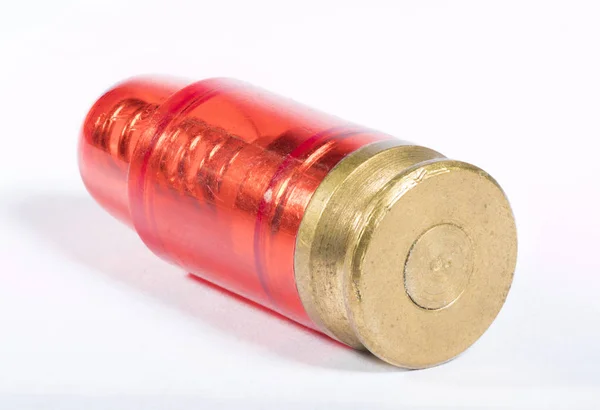 Червона Шапка Білому Каліберного Пістолета Використання Практиці — стокове фото