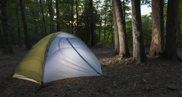 Upplysta Nylon Tält Campingplats North Carolina — Stockfoto