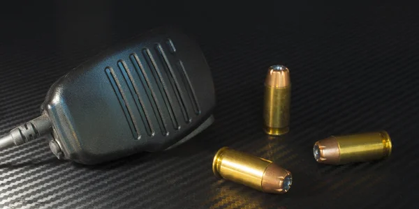Three Pistol Rounds Graphite Microphone — Stock Photo, Image
