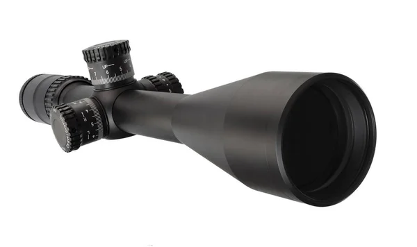Tüfek Kapsam Ile Objektif Lens Beyaz Bir Arka Plan Üzerinde — Stok fotoğraf