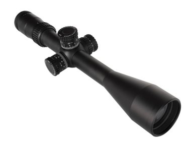 Beyaz bir arka plan üzerinde izole koyu keskin nişancı kapsamı