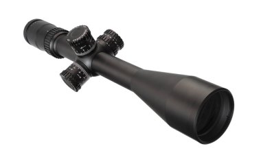 Yüksek enerjili tüfek kapsam keşişleme beyaz kameraya doğru