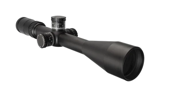Sniper Escopo Quartering Direção Câmera Fundo Branco — Fotografia de Stock