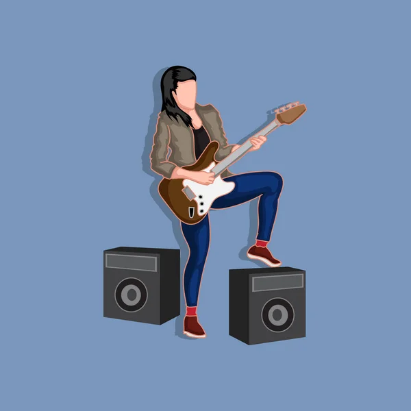 Gitar Çalan Bir Kızın Resmi — Stok Vektör
