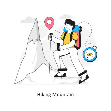 Düz Dağ Yürüyüşü Tasarım Vektörü çizimi. Stok illüstrasyonu