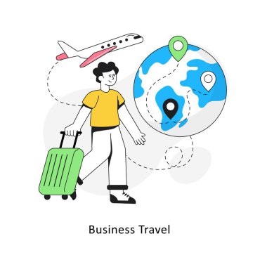 İş Seyahati Düz Tasarım Vektör Çizimi. Stok illüstrasyonu